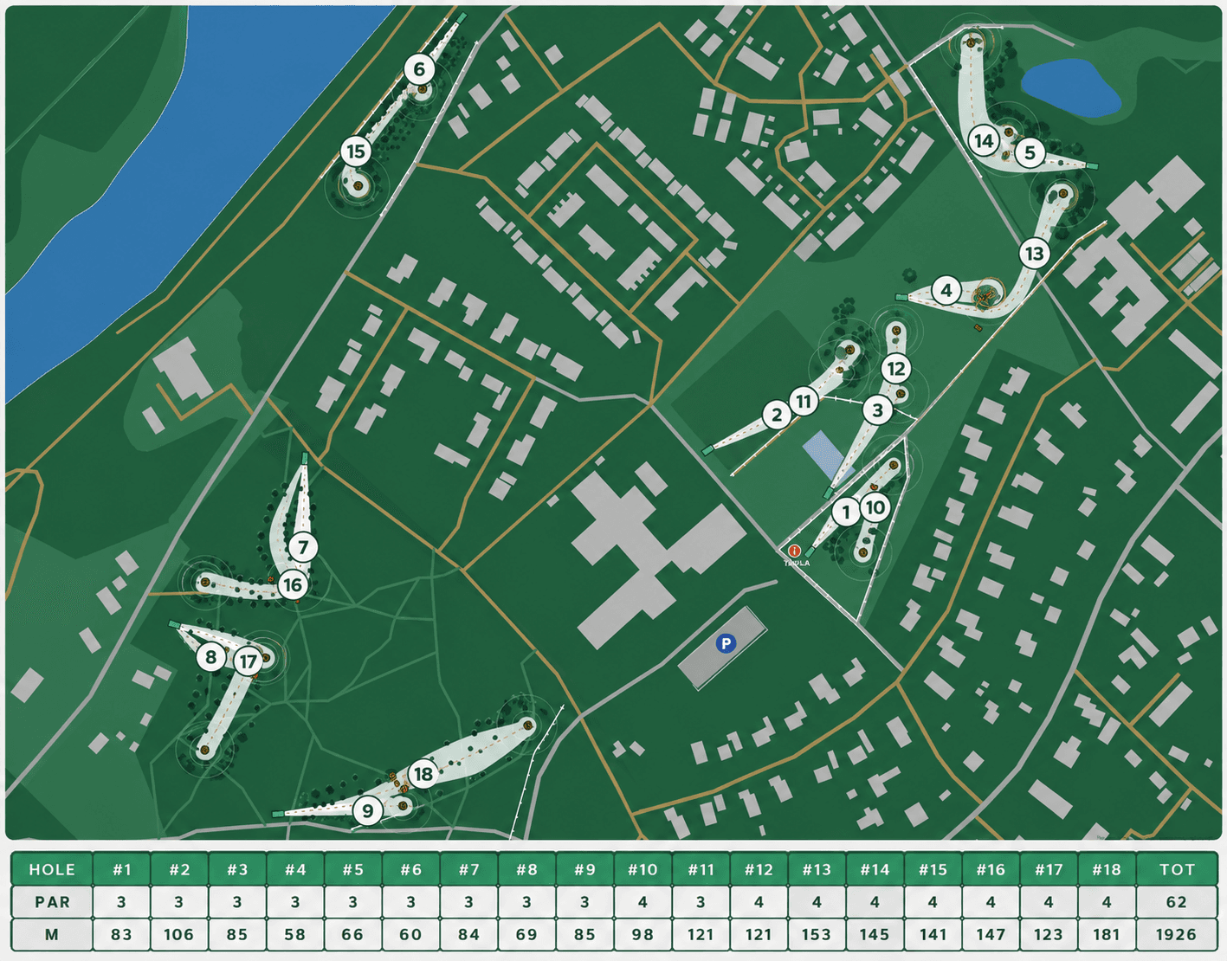 Karta över Älvkarleby discgolfbana